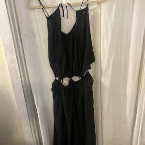 BTFBM Women's Summer Spaghetti Strap V Neck Cutout Slit Maxi Dress Black